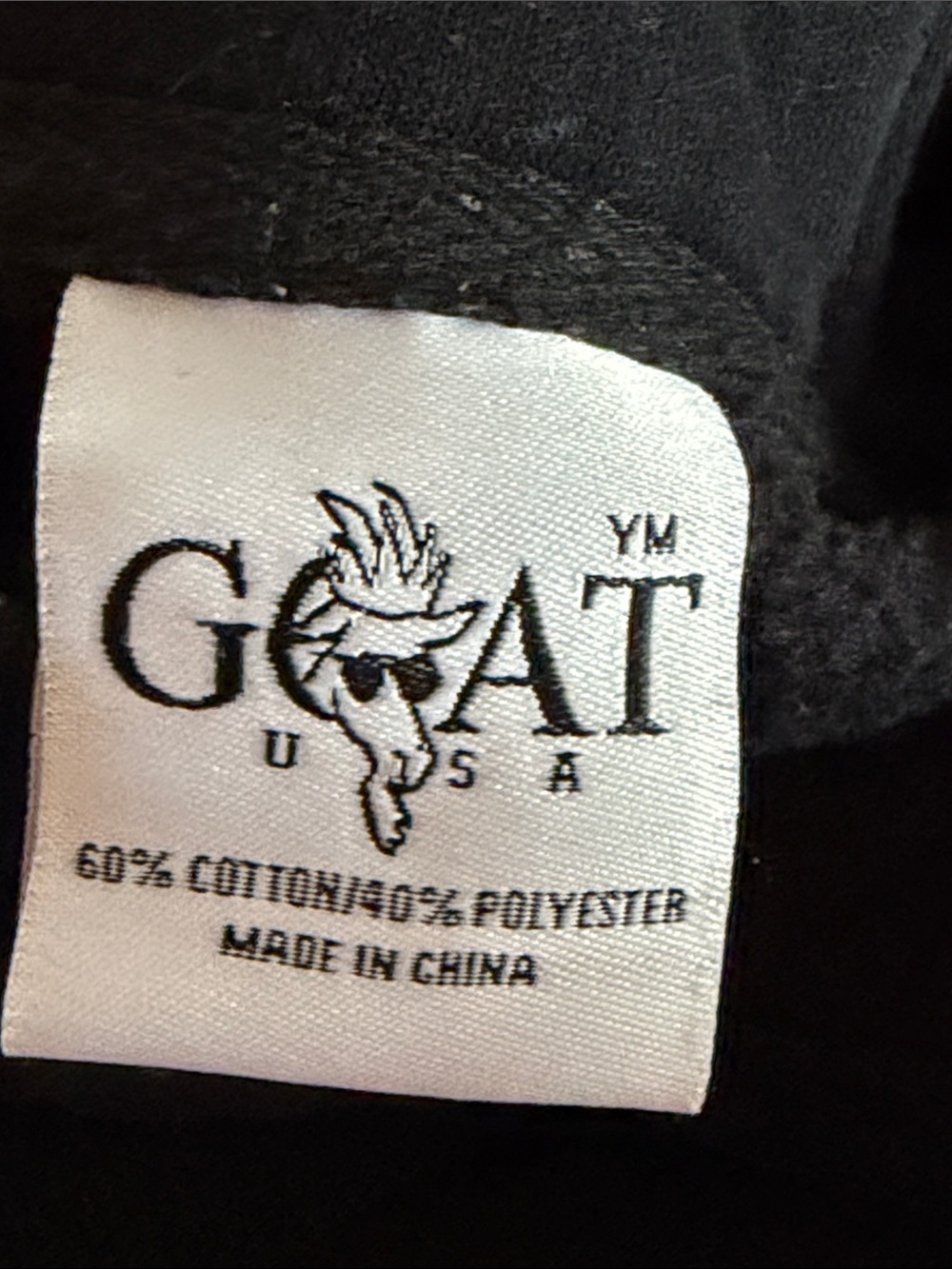GOAT USA Black Hoodie Youth Medium Embroidered Logo Sweatshirt Kangaroo Pocket - Picture 5 of 6